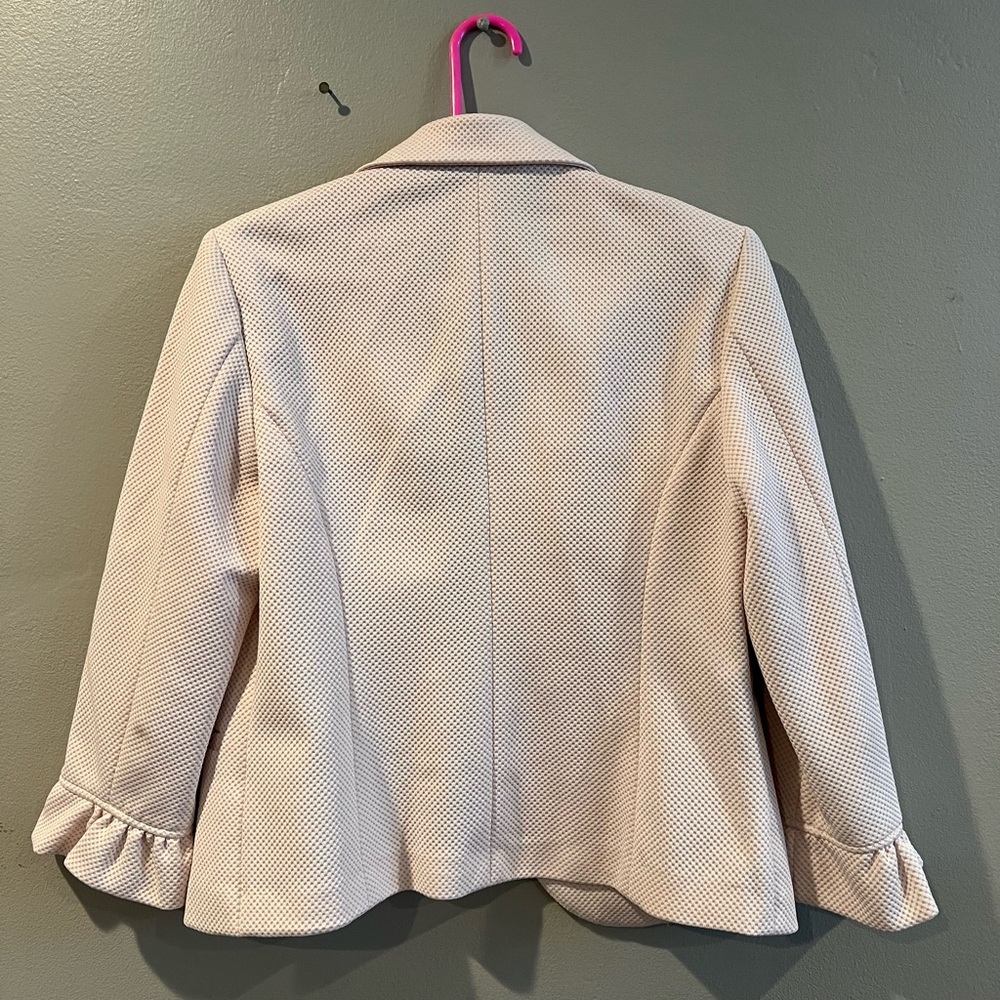 Amanda + Chelsea Women’s Pink Textured Blazer Jacket Ruffle Sleeves Size 6 - Picture 2 of 4